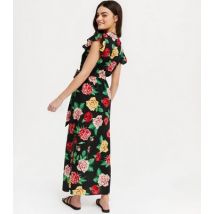 Mela Black Floral Split Hem Wrap Maxi Dress New Look