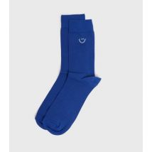 Men's Blue Wink Face Embroidered Socks New Look