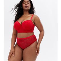 Women's Plus Size Red Leopard Lace Push Up Bra Curves New Look