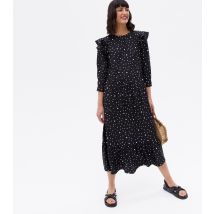 Women's Black Spot Midi Oversized Smock Dress Urban Bliss New Look
