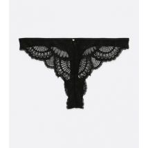 Black Scallop Lace Thong New Look