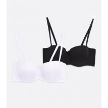 2 Pack Black and White Strapless Bras New Look
