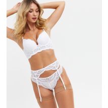 Women's White Lace Suspender Belt New Look