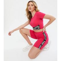 Pink Vanilla Deep Pink Logo Cycling Shorts New Look