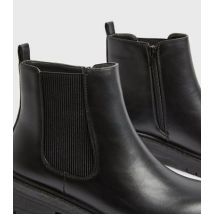 Black Chunky Cleated Chelsea Boots New Look Vegan