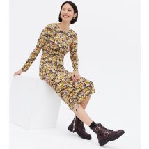 Women's Yellow Floral Long Sleeve Midi Dress JDY New Look