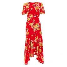 Quiz Red Floral Chiffon Asymmetric Midi Dress New Look