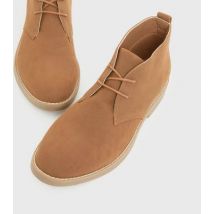 Men's Tan Suedette Round Toe Lace Up Desert Boots New Look