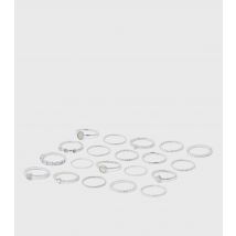 20 Pack Silver Stacking Rings New Look