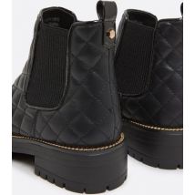 Black Quilted Chain Trim Chunky Chelsea Boots New Look Vegan