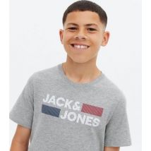 Jack & Jones Junior Pale Grey Logo T-Shirt New Look