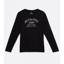 Jack & Jones Junior Black Long Sleeve Logo T-Shirt New Look