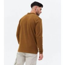 Men's Only & Sons Dark Brown Collared Long Sleeve Zip Top New Look