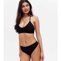 Women's Black Ribbed Seamless Thong New Look