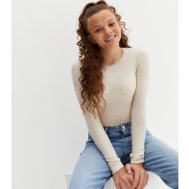 Cream Ribbed Lace Trim Long Sleeve Top Name It New Look