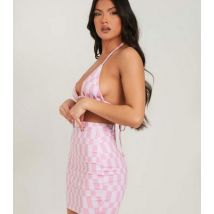 Missy Empire Pink Checkerboard Mini Skirt New Look