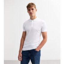 Men's White Short Sleeve Collared Polo Shirt New Look