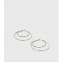 Silver Double Hoop Earrings New Look