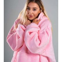 ONY Pale Pink Fleece Oversized Unisex Blanket Hoodie New Look