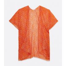 Vero Moda Curve Orange Floral Frayed Hem Poncho New Look