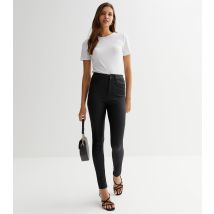 Women's Black Coated Leather-Look Lift & Shape Jenna Skinny Jeans New Look