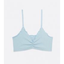 ONLY Pale Blue Frill Ruched Seamless Bralette New Look