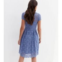 VILA Pale Blue Lace Short Sleeve Dress New Look