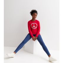 Red Sequin Peace Logo Long Sleeve Top Name It New Look