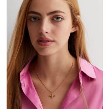 Gold Bee Pendant Necklace New Look