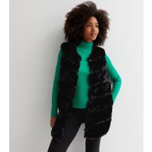 Women's Black Faux Fur Gilet Gini London New Look