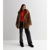 Gini London Brown Leopard Print Faux Fur Coat New Look