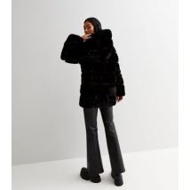 Gini London Black Faux Fur Hooded Coat New Look