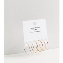 3 Pack Gold Rose Gold and Silver 30mm Hoop Earrings New Look