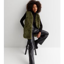 Women's Khaki Faux Fur Gilet Gini London New Look