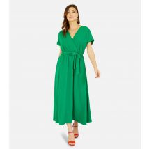Women's Green Kimono Sleeve Tie Waist Midi Wrap Dress Mela New Look