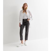 Women's Dark Grey Ankle Grazing Hannah Straight Leg Jeans New Look