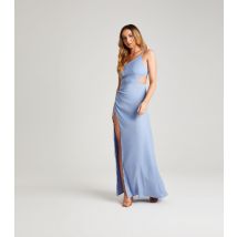 Women's Pale Blue Satin Asymmetric Strappy Maxi Dress Urban Bliss New Look