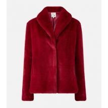 Yumi Dark Red Faux Fur Coat New Look