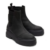TOMS Black Leather Logo Chelsea Boots New Look