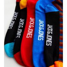 Men's Jack & Jones 5 Pack Red and Blue Stripe Socks New Look
