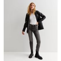 Women's Dark Grey Stretch High Waist Straight Leg Jeans ONLY New Look