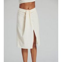 South Beach Cream Linen-Look Knot Midi Skirt New Look