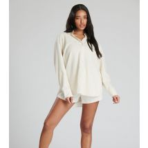 Women's Cream Linen-Look Oversized Shirt South Beach New Look
