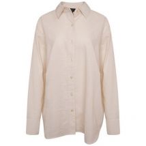 South Beach Cream Linen-Look Oversized Shirt New Look