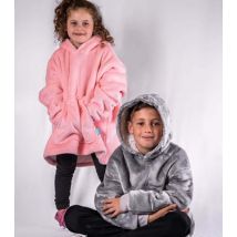 ONY Kids Pale Grey Faux Fur Oversized Unisex Blanket Hoodie New Look