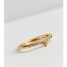 Gold Diamante Wishbone Ring New Look