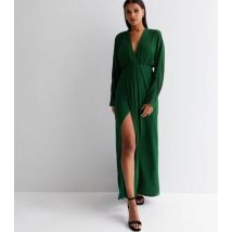 TFNC Dark Green Plunge Maxi Wrap Dress New Look