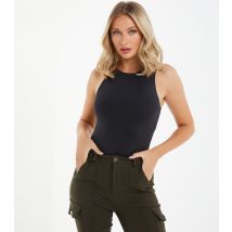 Women's Black Slinky Jersey Sleeveless Bodysuit Quiz New Look
