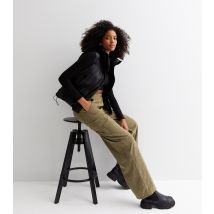 Women's Khaki Wide Leg Cargo Trousers New Look