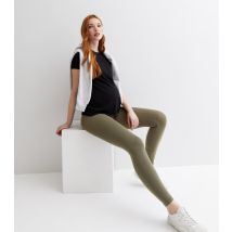 Women's Maternity Olive Jersey Leggings Mamalicious New Look